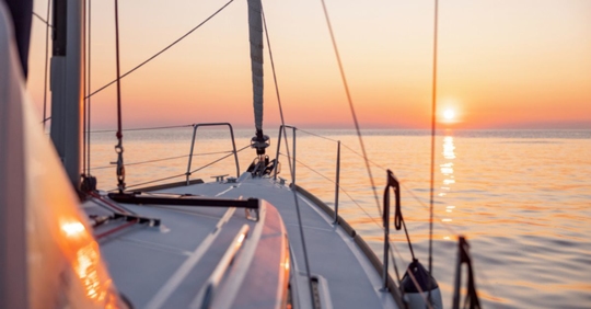 Boat looking at sunset